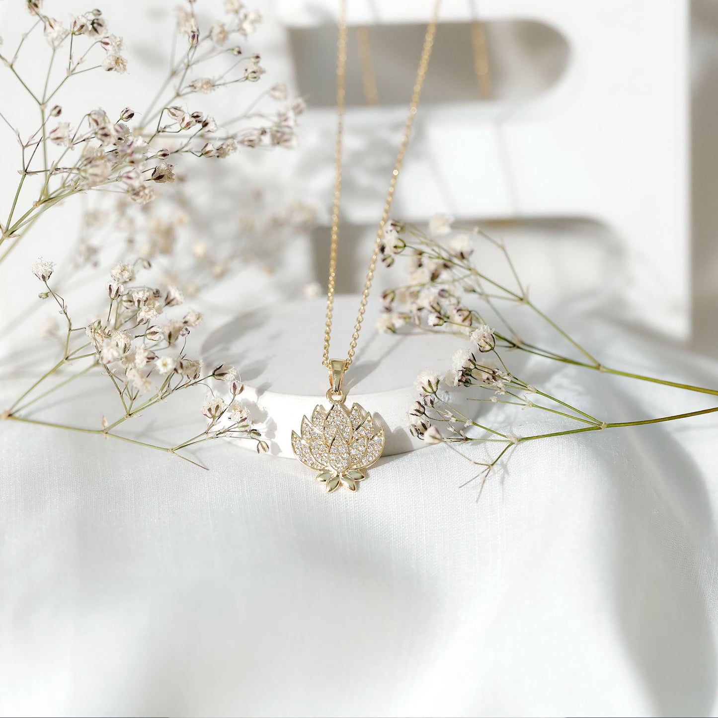 Diamond Designer Lotus Flower Necklace