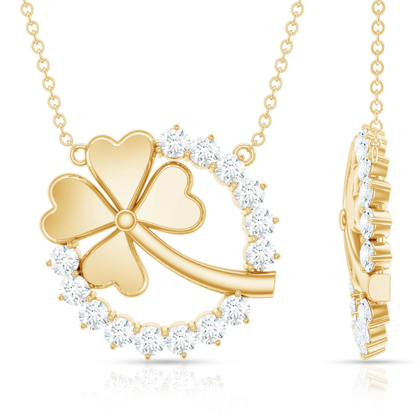 Certified Diamond Lucky 4 Leaf Necklace