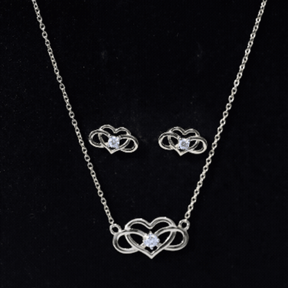 Round Cut Diamond Infinity Heart Jewelry Set