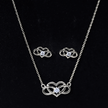 Round Cut Diamond Infinity Heart Jewelry Set