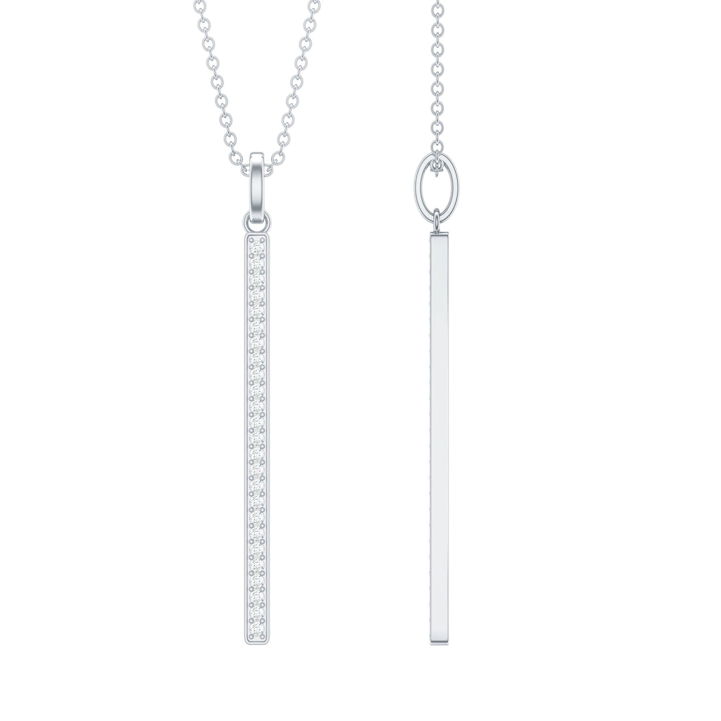 Round Cut Diamond Bar Necklace For Women