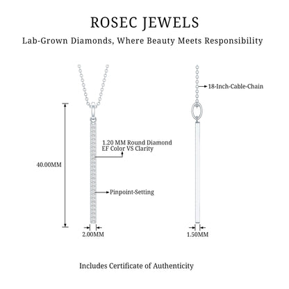 Round Cut Diamond Bar Necklace For Women