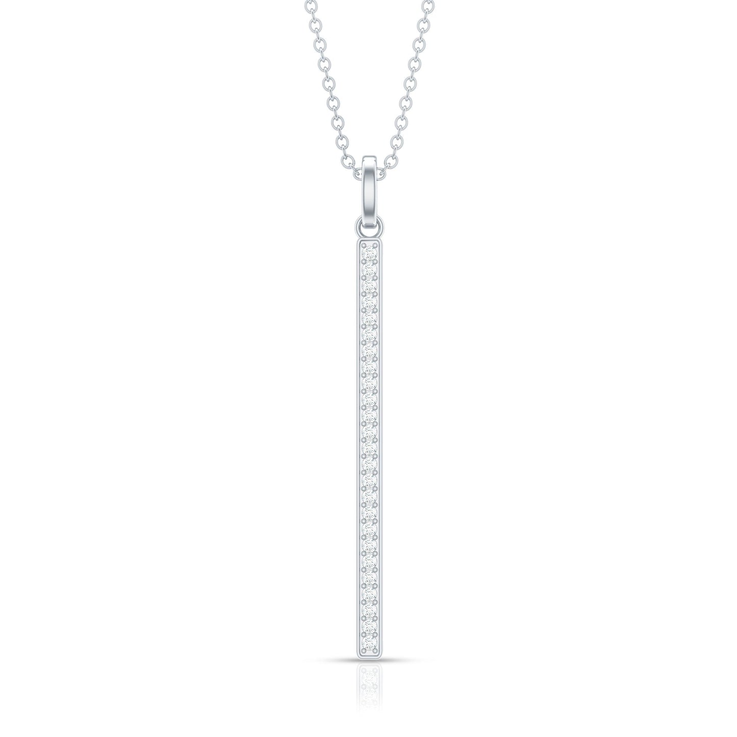 Round Cut Diamond Bar Necklace For Women