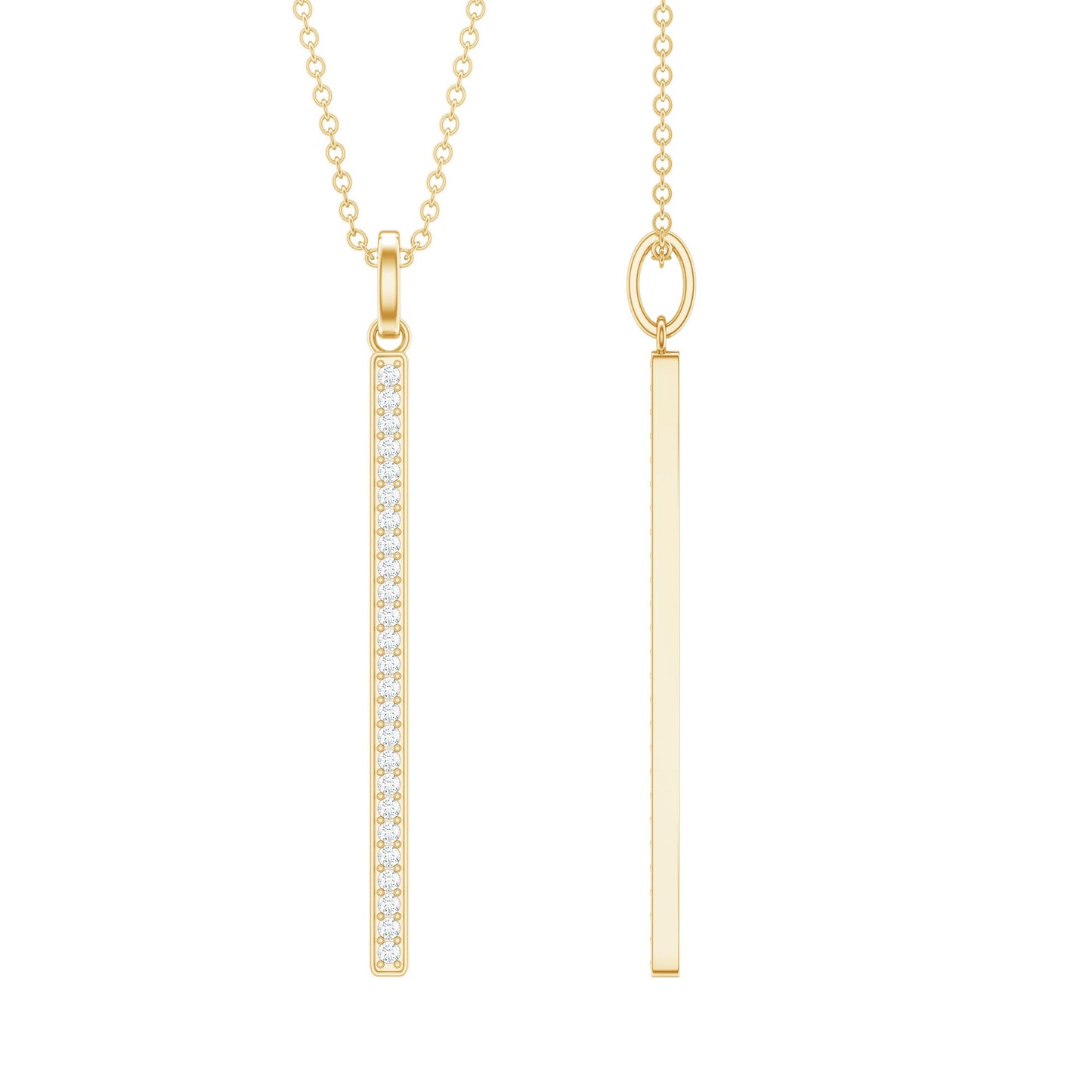 Round Cut Diamond Bar Necklace For Women