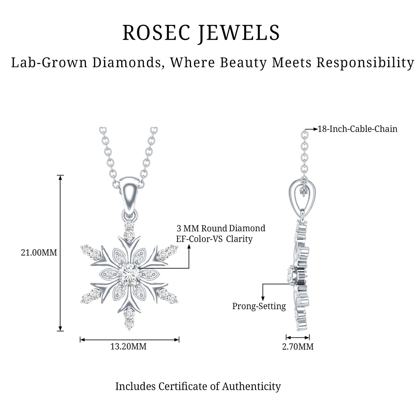 Certified Diamond Snowflake Christmas Necklace