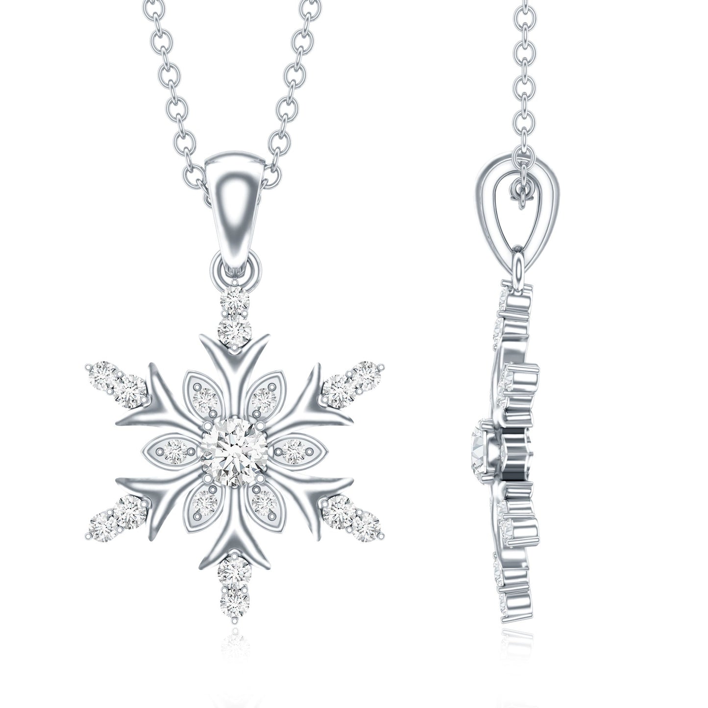 Certified Diamond Snowflake Christmas Necklace