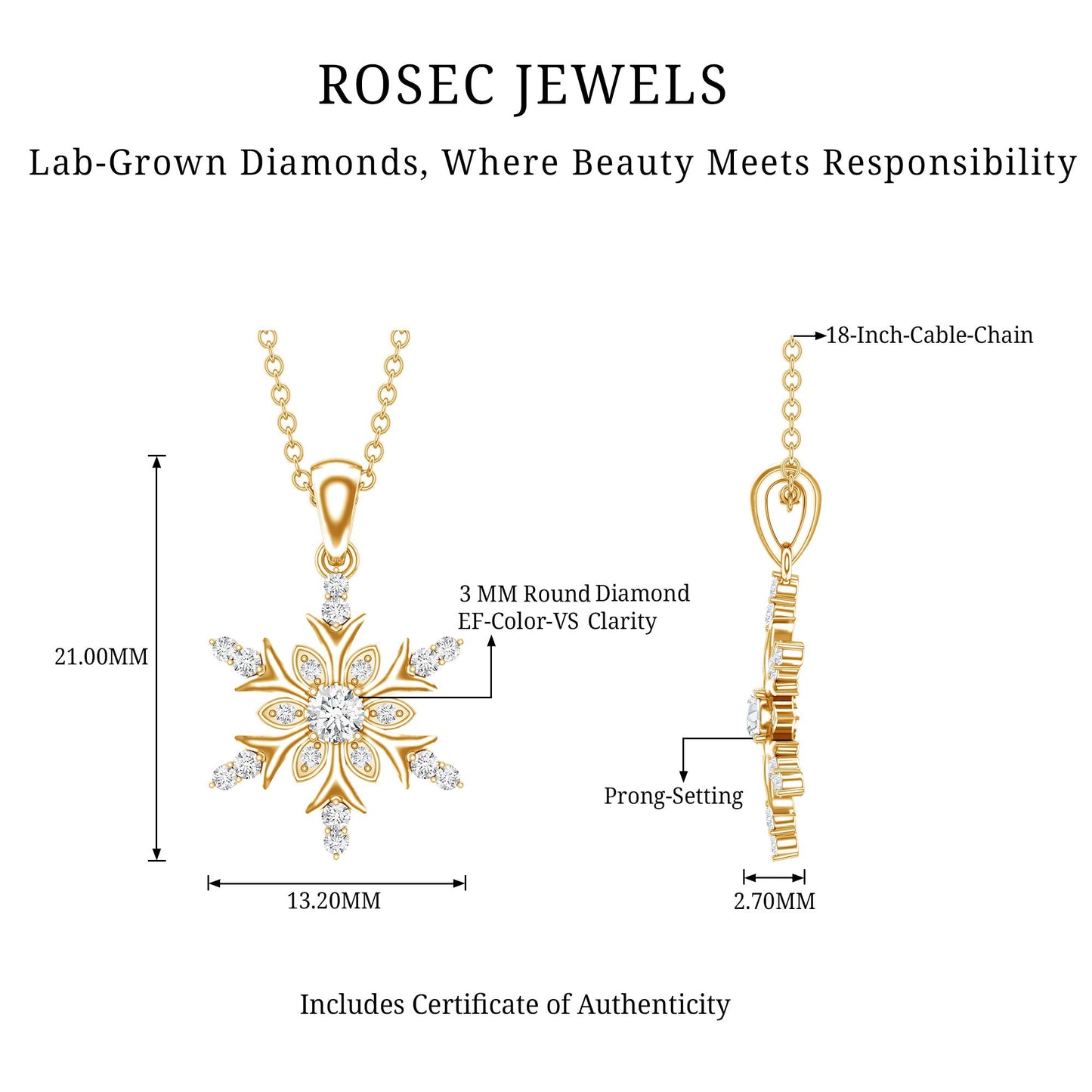 Certified Diamond Snowflake Christmas Necklace