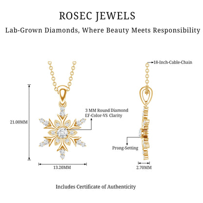 Certified Diamond Snowflake Christmas Necklace