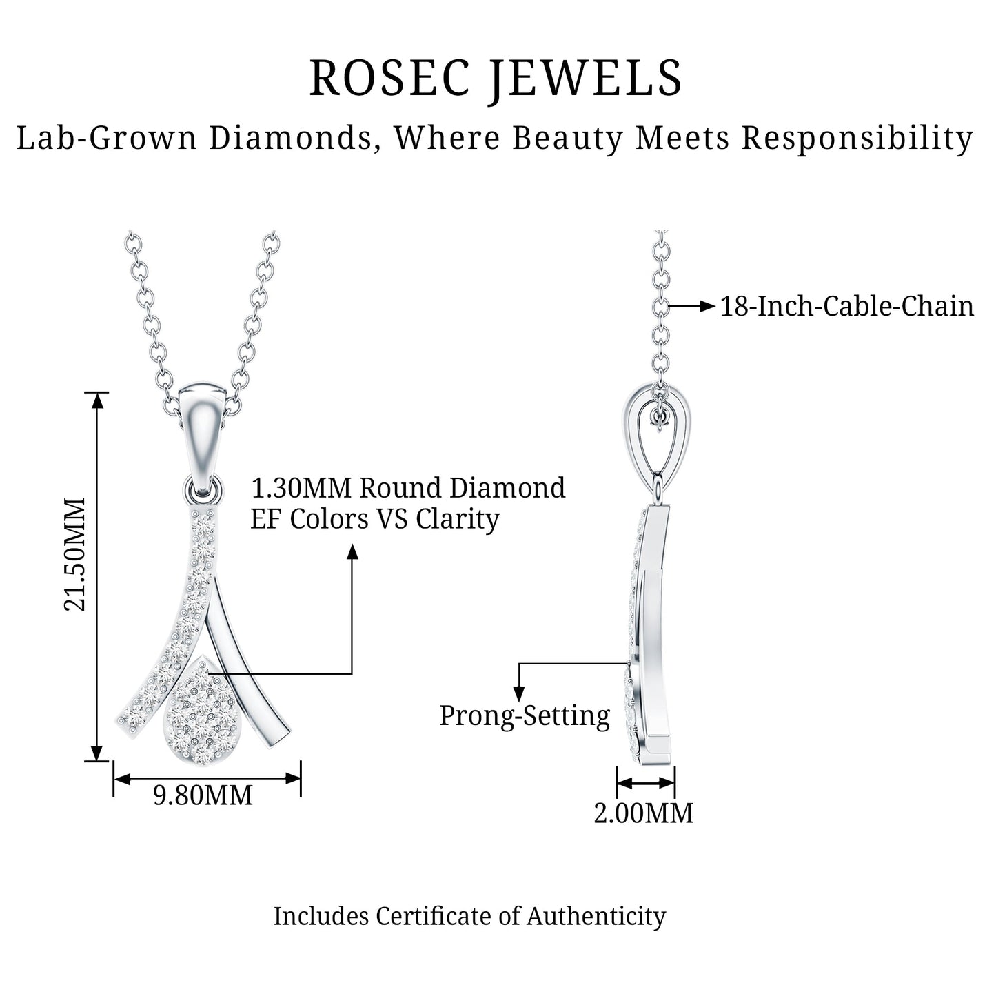 Certified Round Cut Diamond Cluster Necklace