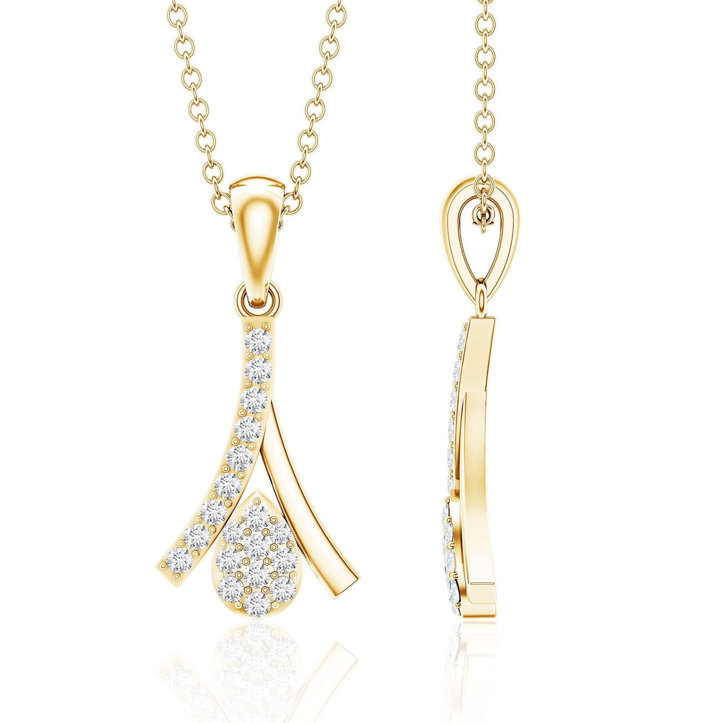 Certified Round Cut Diamond Cluster Necklace