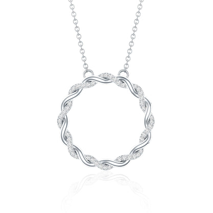 Diamond Twisted Eternity Necklace in Pave Setting