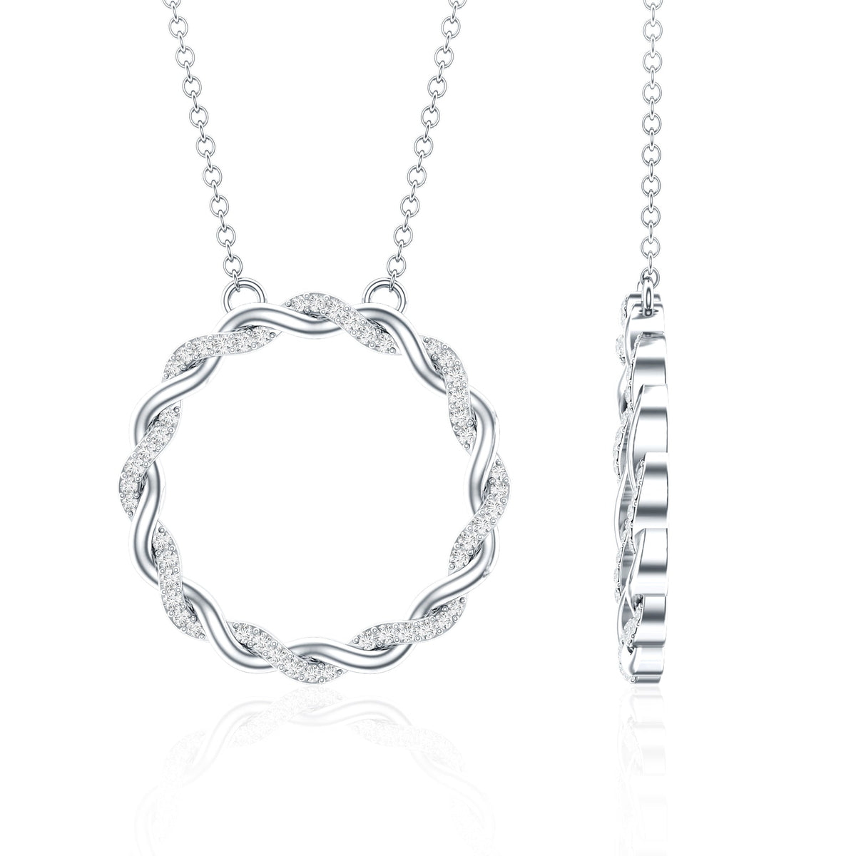 Diamond Twisted Eternity Necklace in Pave Setting
