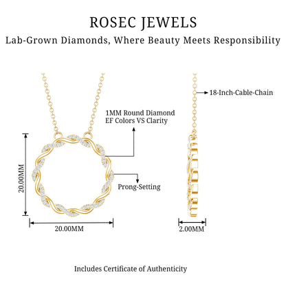 Diamond Twisted Eternity Necklace in Pave Setting