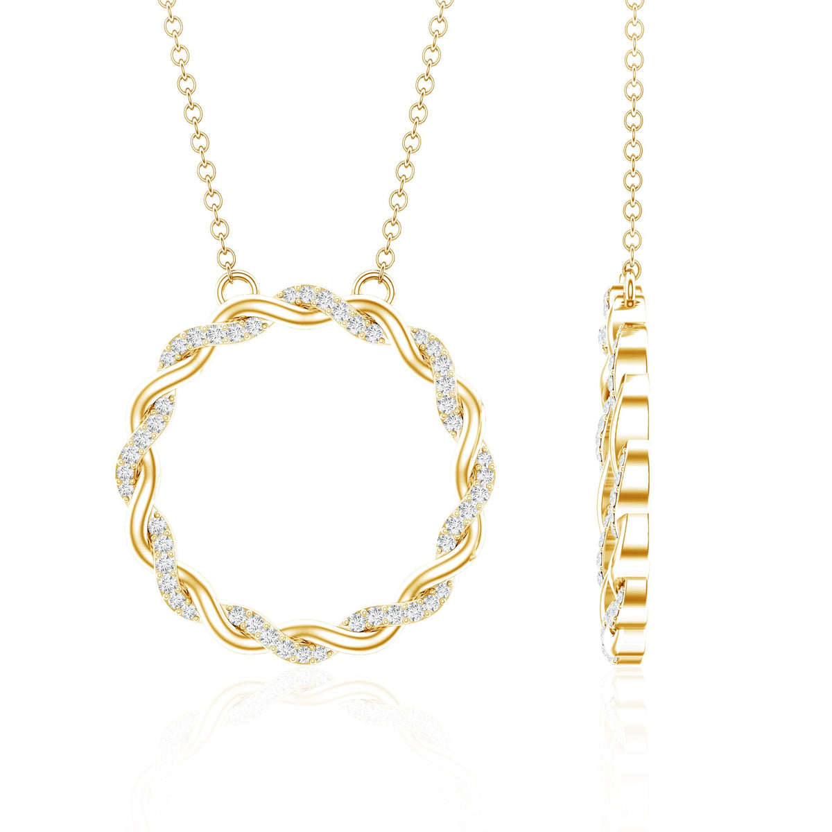 Diamond Twisted Eternity Necklace in Pave Setting