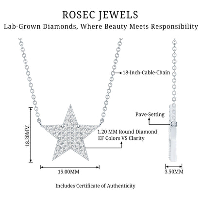 Diamond Star Pendant Necklace in Pave Setting