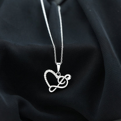 Diamond Heart and Music Note Necklace