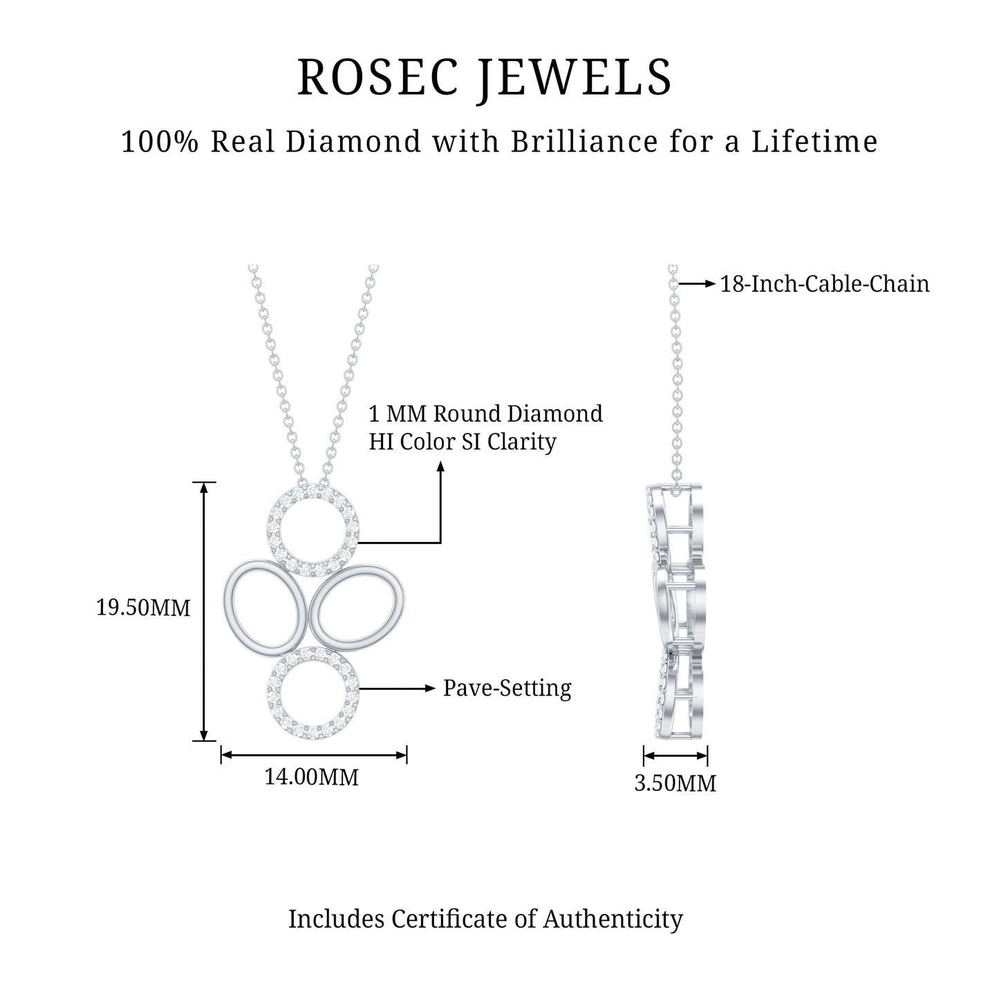 Certified Diamond Contemporary Necklace For Her