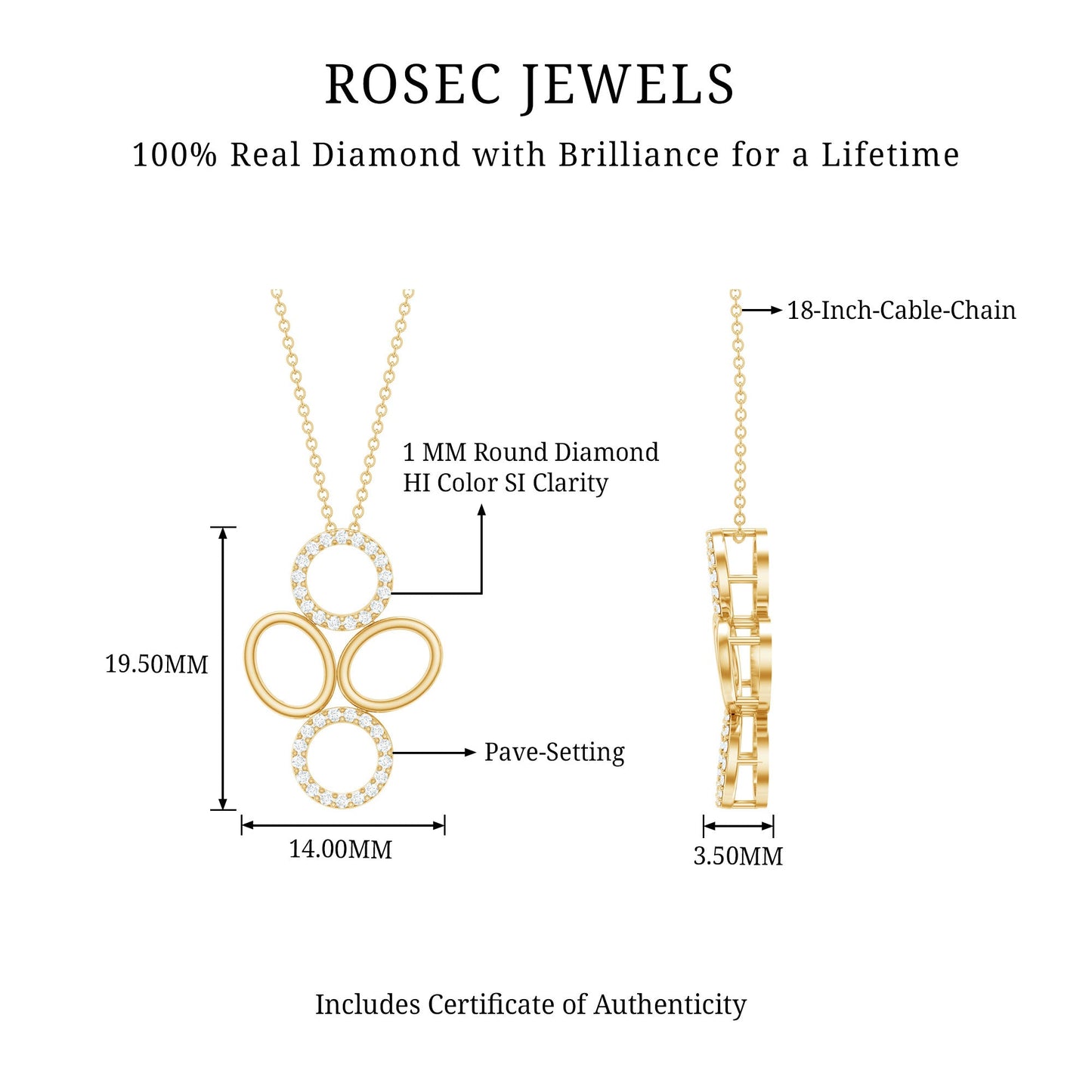 Certified Diamond Contemporary Necklace For Her