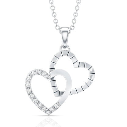 Pave Set Diamond Double Heart Necklace
