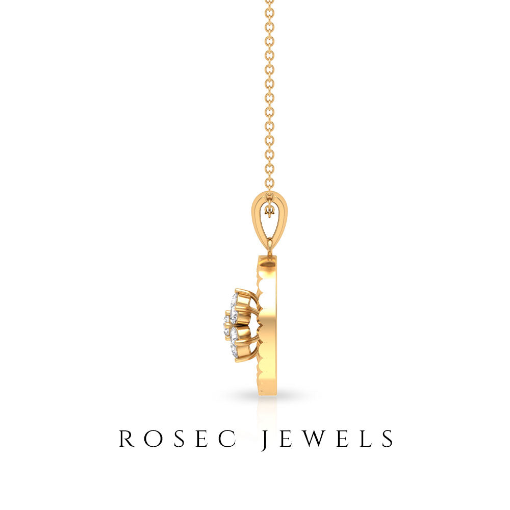 Diamond Flower Cluster Necklace for Women