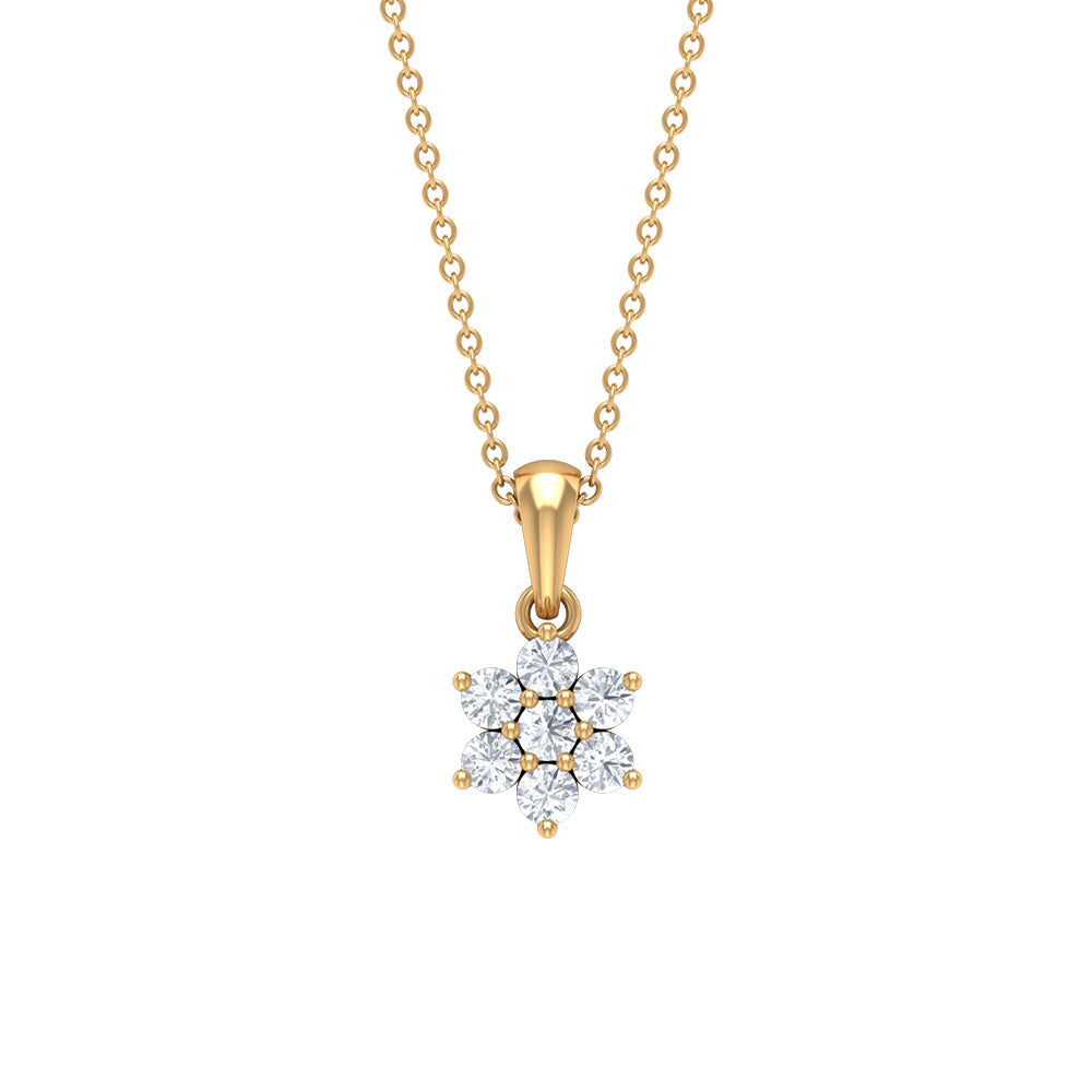 Natural Diamond Flower Pendant Necklace for women