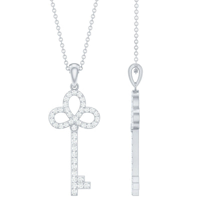 Certified Moissanite Key Pendant Necklace for her
