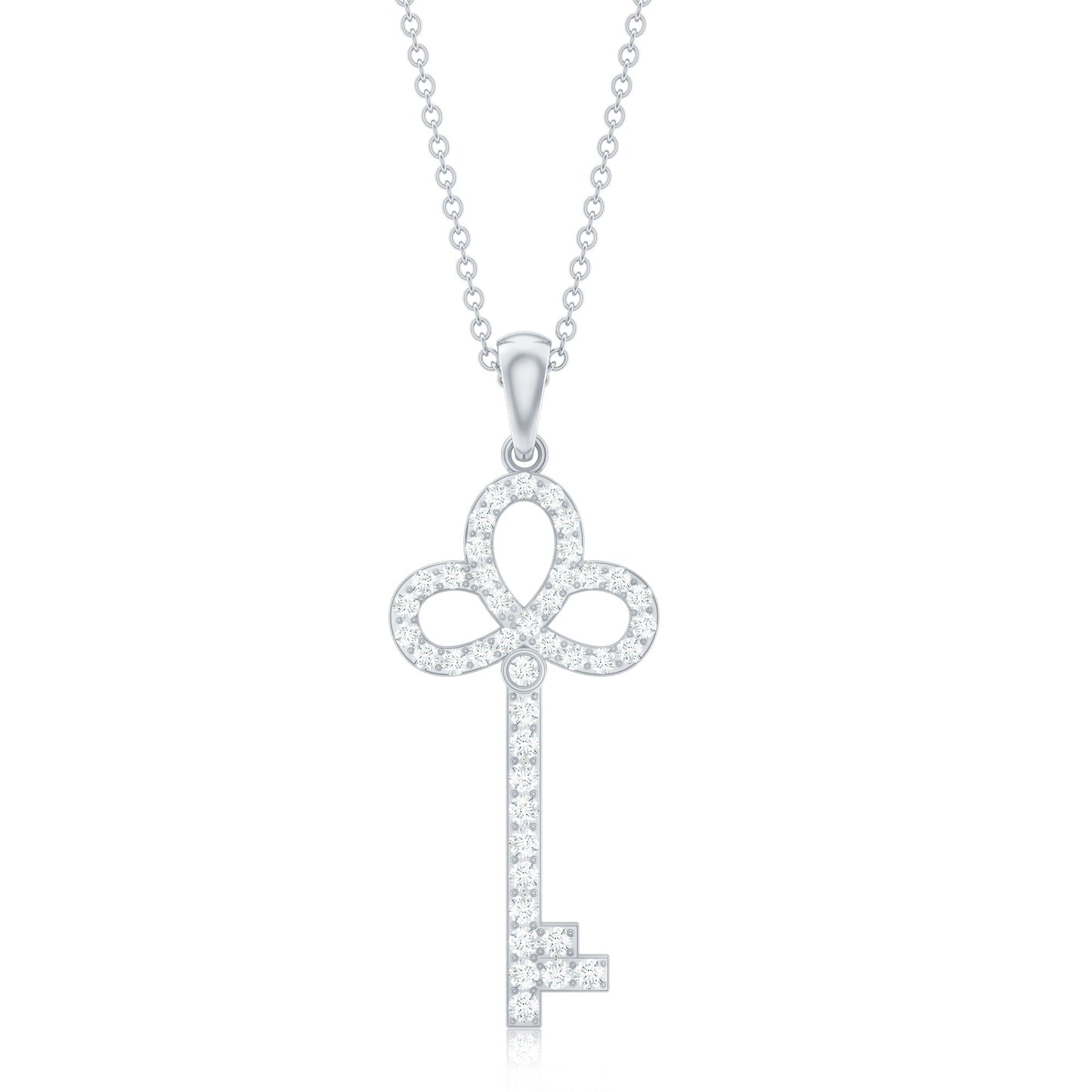 Certified Moissanite Key Pendant Necklace for her