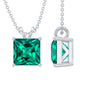 Certified Square Cut Lab Grown Emerald Solitaire Necklace With Chain