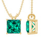 Certified Square Cut Lab Grown Emerald Solitaire Necklace With Chain