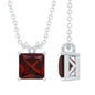 Solitaire 1.4 Carat Garnet Princess Cut Pendant Necklace with Chain