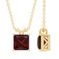 Genuine Princess Cut Garnet Solitaire Locket With Chain