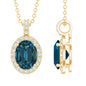Genuine London Blue Topaz and Diamond Classic Necklace With Chain
