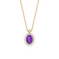 Natural 1 Carat Oval Amethyst Necklace with Diamond Halo