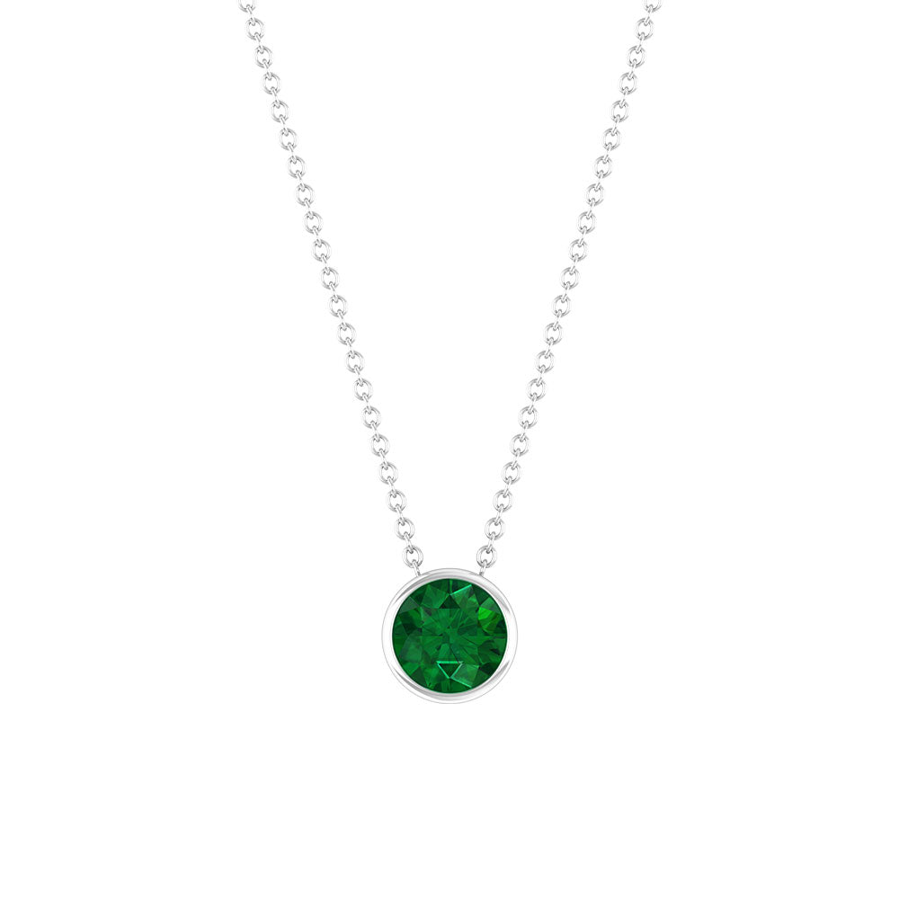 Natural Half Carat Emerald Necklace in Bezel Setting