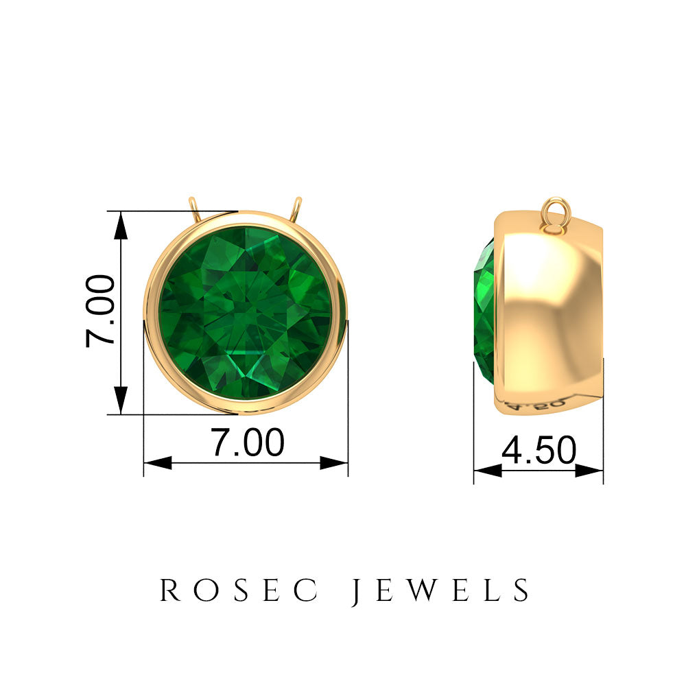 Natural Half Carat Emerald Necklace in Bezel Setting