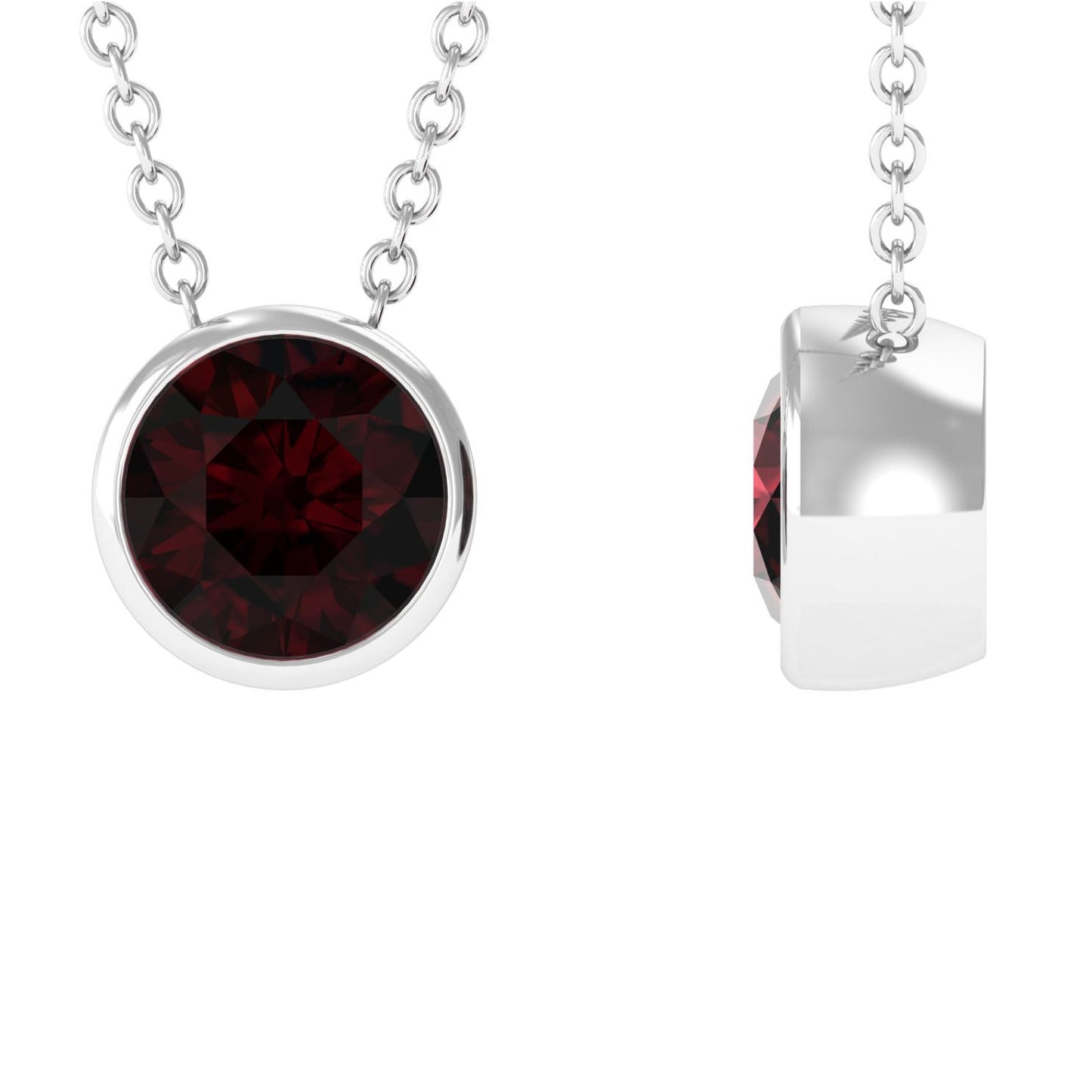 1.7 Carat Round Cut Garnet Solitaire Necklace with Certificate
