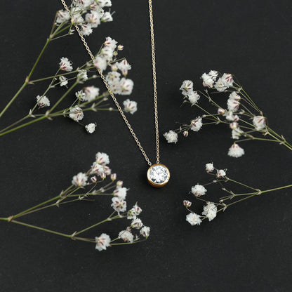 1 Carat Moissanite Solitaire Necklace in Bezel Setting