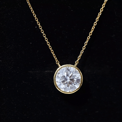 Bezel Set 3 Carat Moissanite Solitaire Necklace