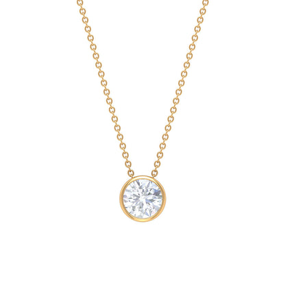 Bezel Set 3 Carat Moissanite Solitaire Necklace