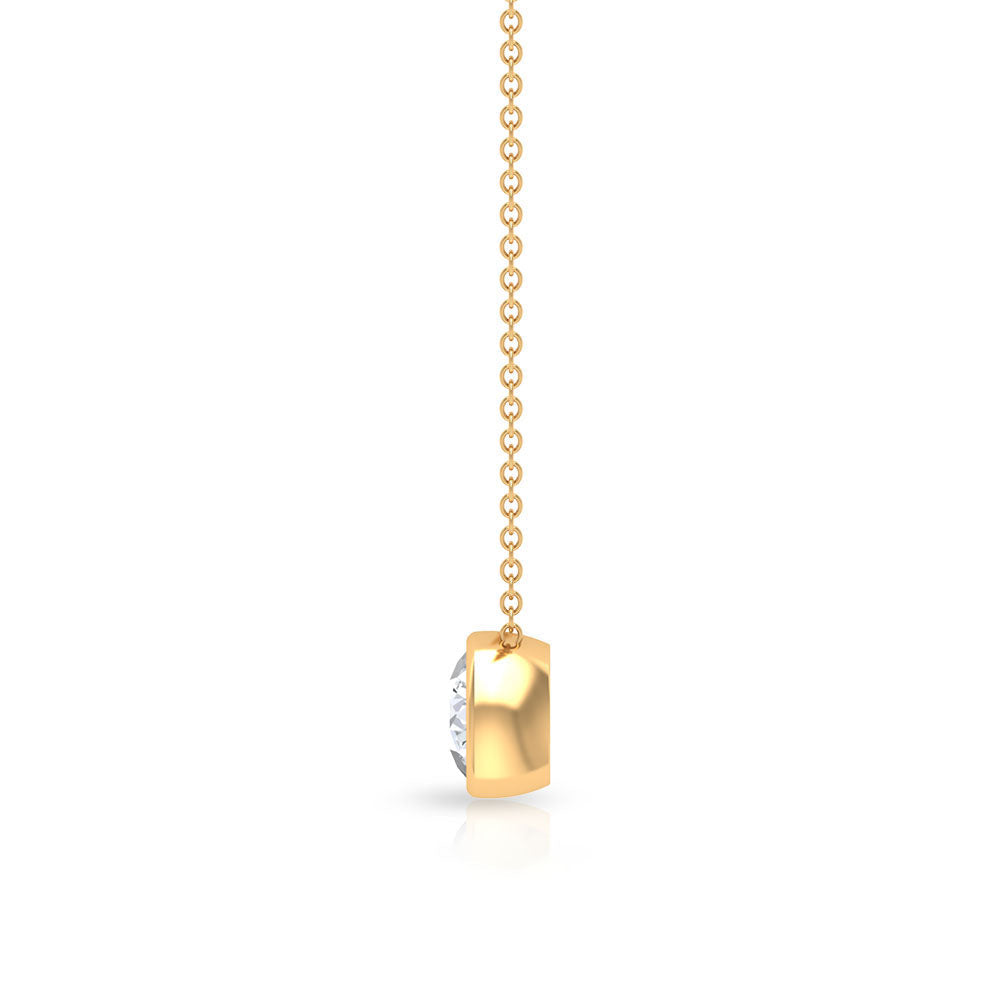 Bezel Set 3 Carat Moissanite Solitaire Necklace