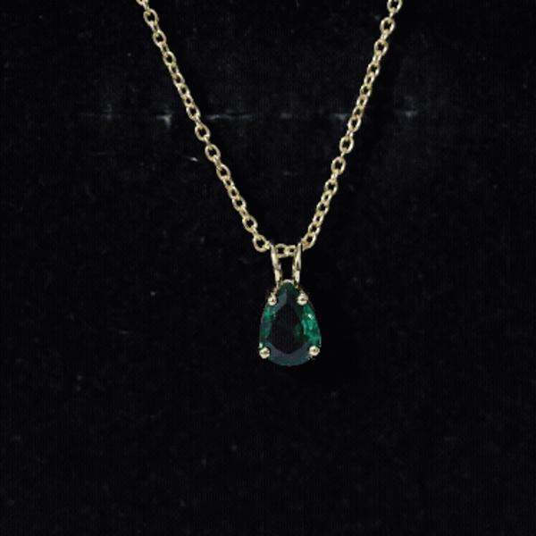 0.7 Carat Lab Created Emerald Teardrop Necklace