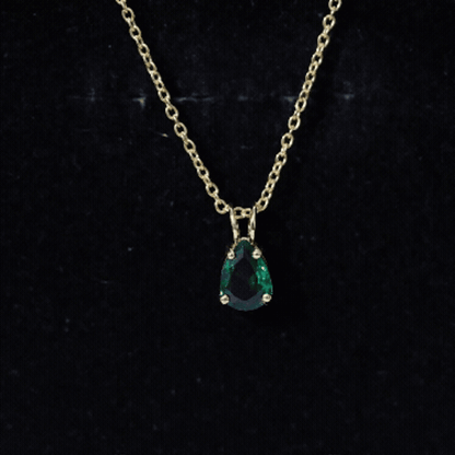 0.7 Carat Lab Created Emerald Teardrop Necklace
