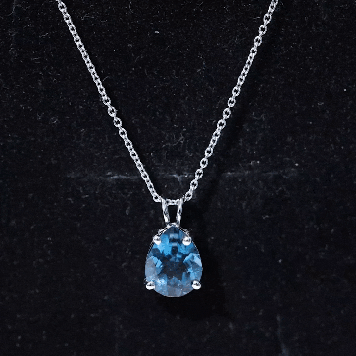1.75 Carat London Blue Topaz Solitaire Teardrop Necklace With Chain
