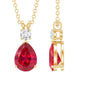 Pear Shape Lab Grown Ruby Teardrop Necklace with Diamond