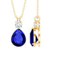 Lab Created Blue Sapphire Teardrop Pendant Necklace with Diamond