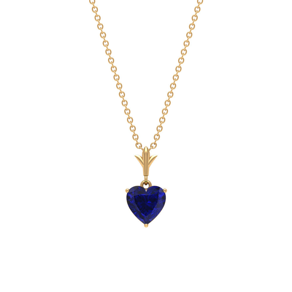 0.9 Carat Lab Grown Blue Sapphire Heart Necklace for Women