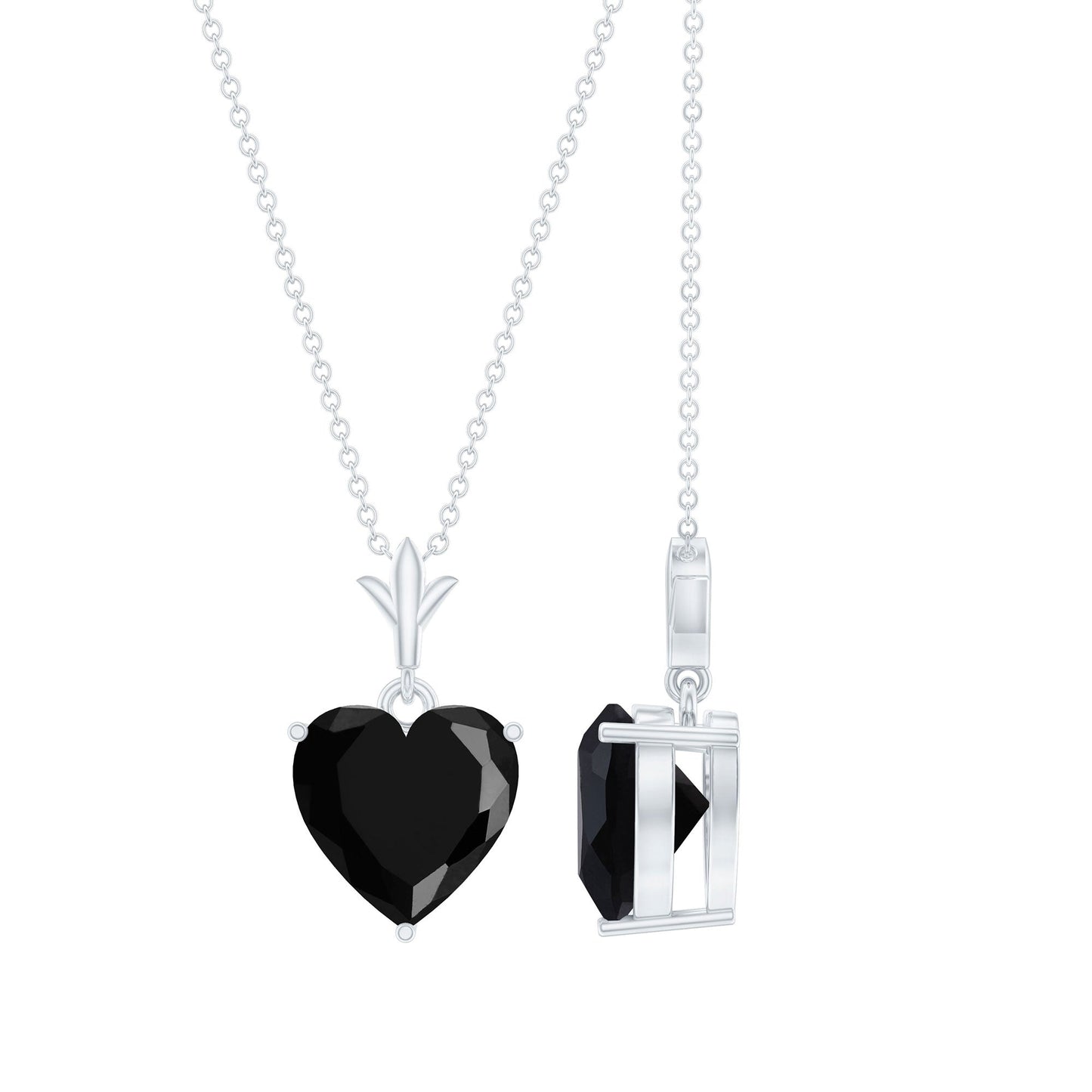 Natural Black Spinel Heart Necklace for Women