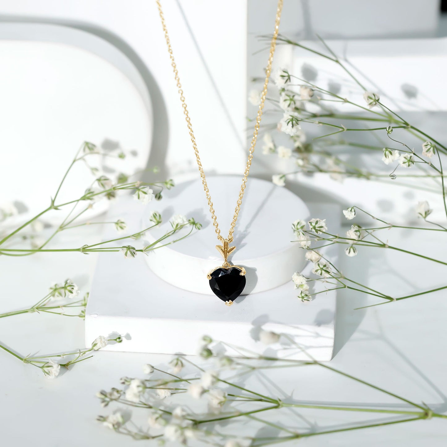 Natural Black Spinel Heart Necklace for Women