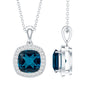 Cushion Cut 2.8 Carat London Blue Topaz Pendant with Diamond Halo