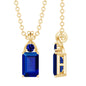 1.75 CT Lab Created Blue Sapphire Emerald Cut Pendant